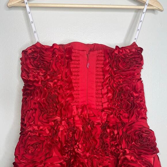 Aje Gazer Rosette Strapless Satin Mini Dress Red Size 6 Valentine's Day - Picture 8 of 10